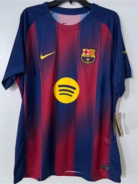 Nike FC Barcelona Blue and Red Soccer Jersey with Yellow Accents